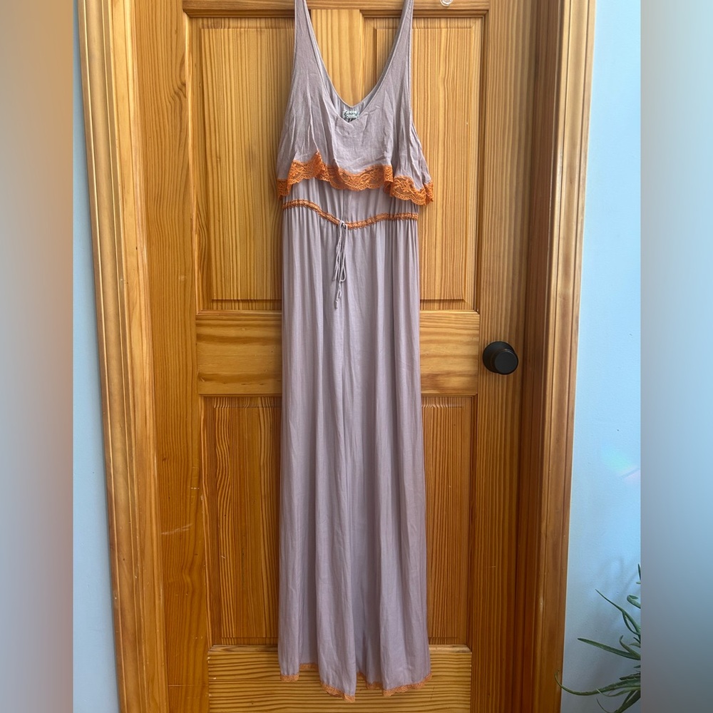 Free People Lavender Pajama Set with Orange Lace